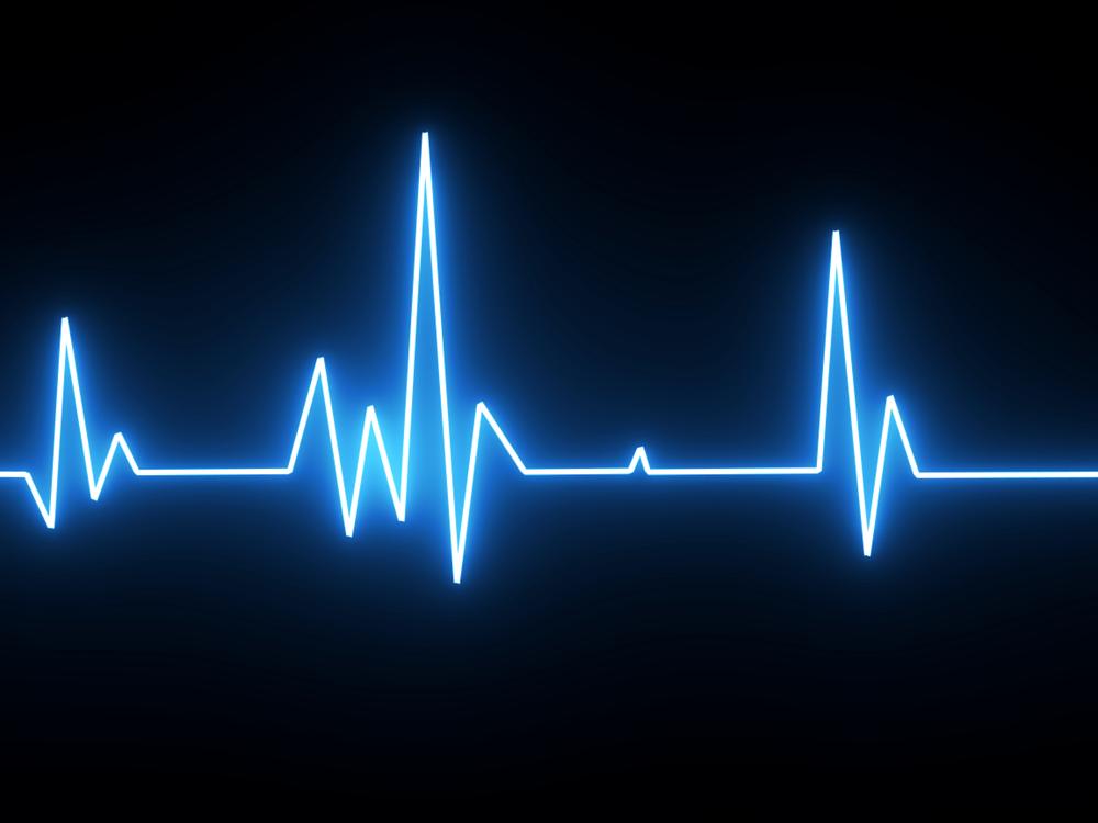 A glowing heartbeat trace